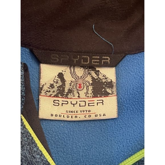 Spyder Sweater Adult XXL Blue Neon Quarter Zip Outdoors Jacket Coat Mens - Picture 7 of 9